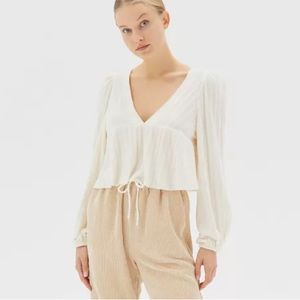 Urban Outfitters Prairie Ribbed Babydoll Top sz M